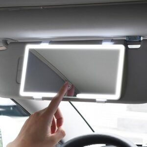 Upgraded LED Car Sun Visor Vanity Mirror – 80 LEDs, 3 Light Modes, Rechargeable & Dimmable Touch Control – Universal Fit for Cars, Trucks & SUVs