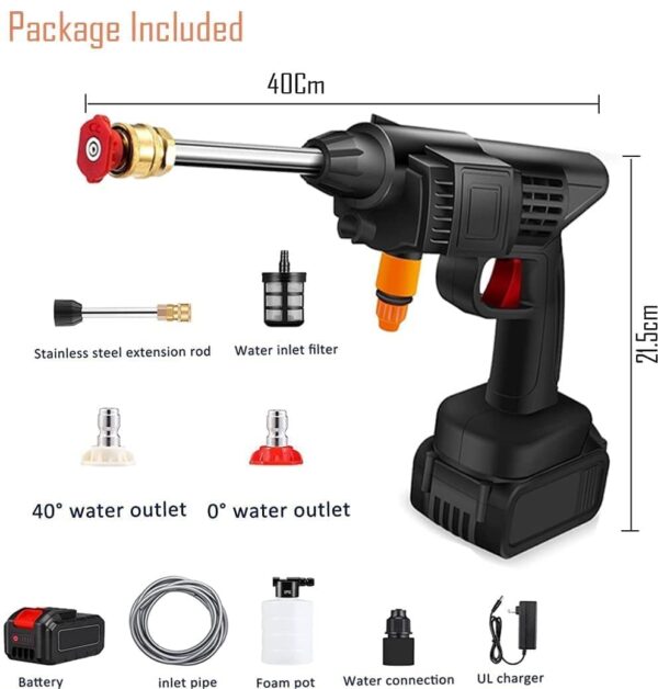 48V Cordless High-Pressure Washer – Rechargeable Portable Power Cleaner with 3-in-1 Adjustable Nozzle & 5M Hose for Car Wash, Garden & Home Cleaning - Image 6