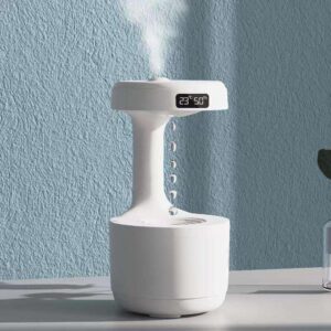 Anti-Gravity Cool Mist Humidifier with LED Clock Display Ultrasonic Floating Water Droplets | 800mL Tank | Aromatherapy Diffuser | Soothing Ambient Light