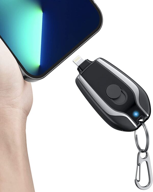 Emergency MiniPod 1500mAh Portable iPhone Charger – Ultra-Compact Fast Charging Power Bank | Pocket-Sized External Battery Backup (Apple Devices, Black)