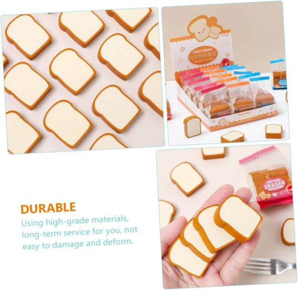 4-Piece Cute Bread-Shaped Cartoon Erasers – Fun Food-Inspired Pencil Erasers for Kids, Ideal for School, Classroom, and Stationery Collections for Boys & Girls - Image 6
