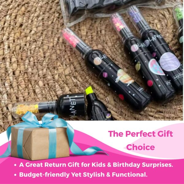 Space-Themed Mini Bottle Highlighter Pens – Set of 6 Cute & Colorful Aesthetic Markers for School, Office & Stationery Lovers - Image 3
