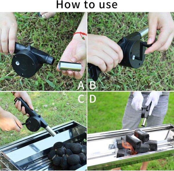BBQ Hand Crank Air Blower – Portable Fire Starter for Charcoal Grills, Camping, and Outdoor Cooking - Image 8