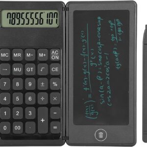 DigiFold 2-in-1 12-Digit Calculator with Writing Pad – Compact, Foldable Pocket Design for Shop & Office Use | Mini Calculator with Notepad (Made in India, Black)