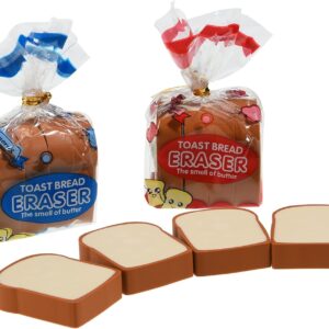 4-Piece Cute Bread-Shaped Cartoon Erasers – Fun Food-Inspired Pencil Erasers for Kids, Ideal for School, Classroom, and Stationery Collections for Boys & Girls