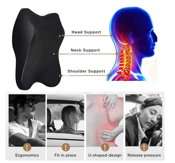 Premium Ultra-Soft Memory Foam Car Neck Pillow with Ergonomic Support & Washable Velvet Cover for Ultimate Comfort on Every Ride - Image 5